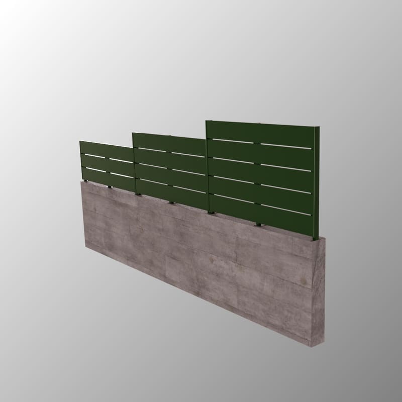 modelo-1-3alturas Valla metálica sobre muro modelo 1. Acabado verde.