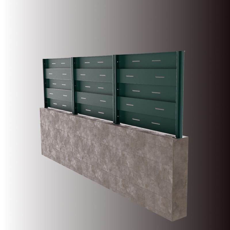 valla-muro-modelo3-1000 Vista renderizada de valla metálica modelo 3